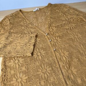 Womens Crochet Open Knit Duster Medium Western Cowgirl Boho Hippie Festival
